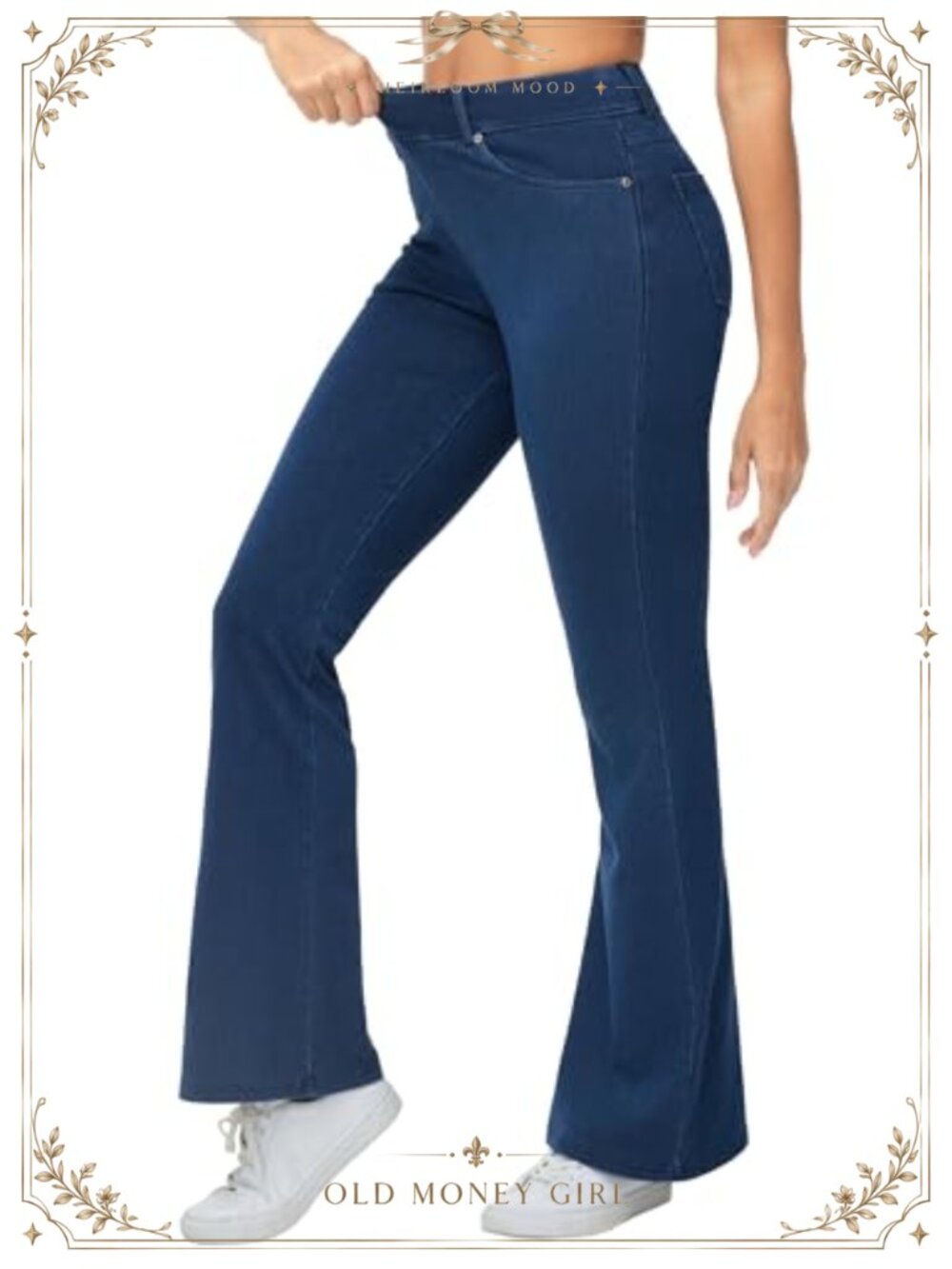 Women's Stretchy Bell Bottom Jeans Wide Leg Pull On Flare Jeggings Pants with